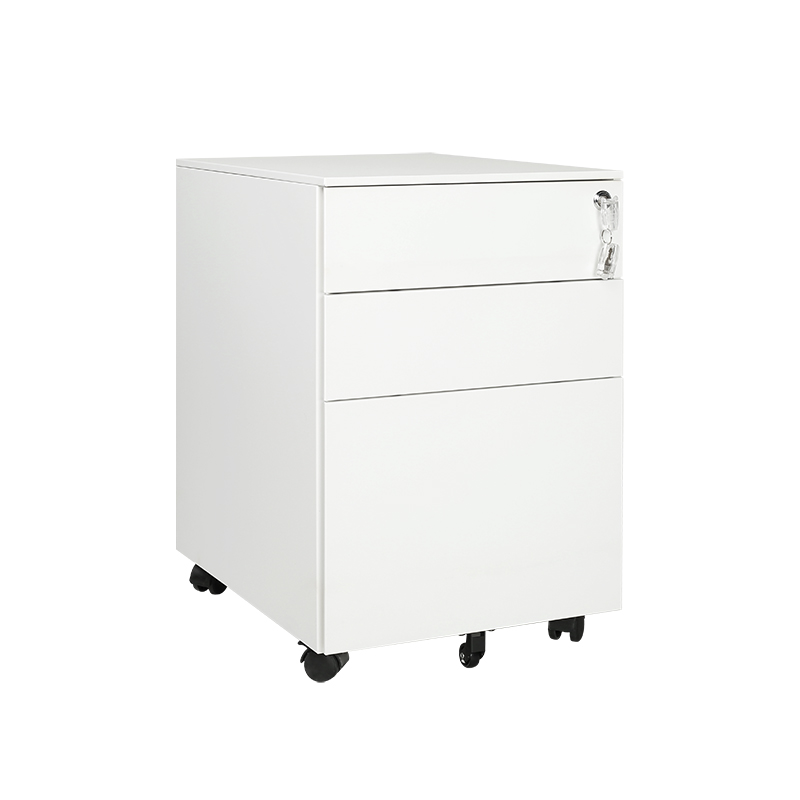 3 drawer white mobile pedestal