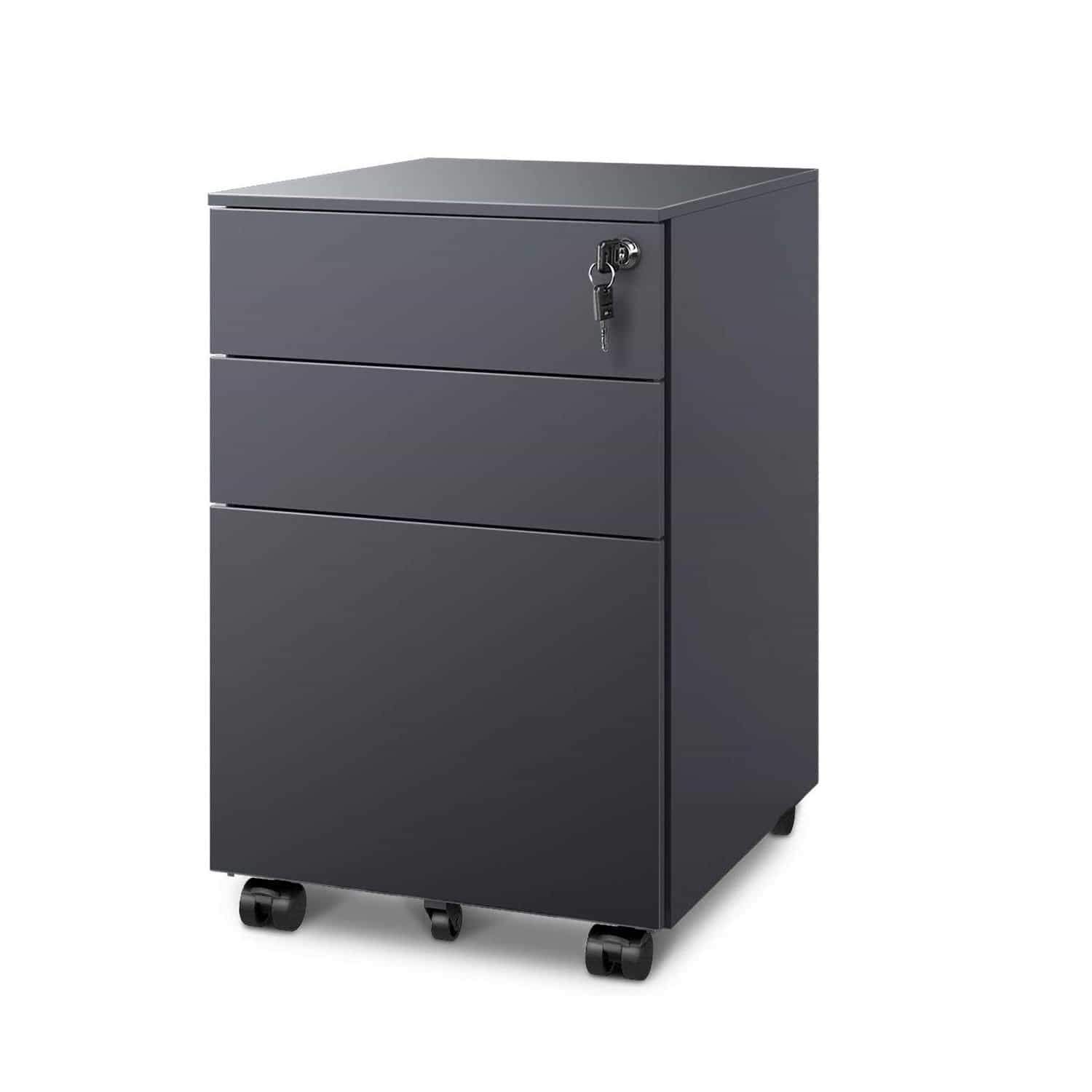 3 Drawer Black Mobile Pedestal