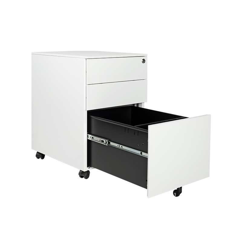 3 drawer white mobile pedestal