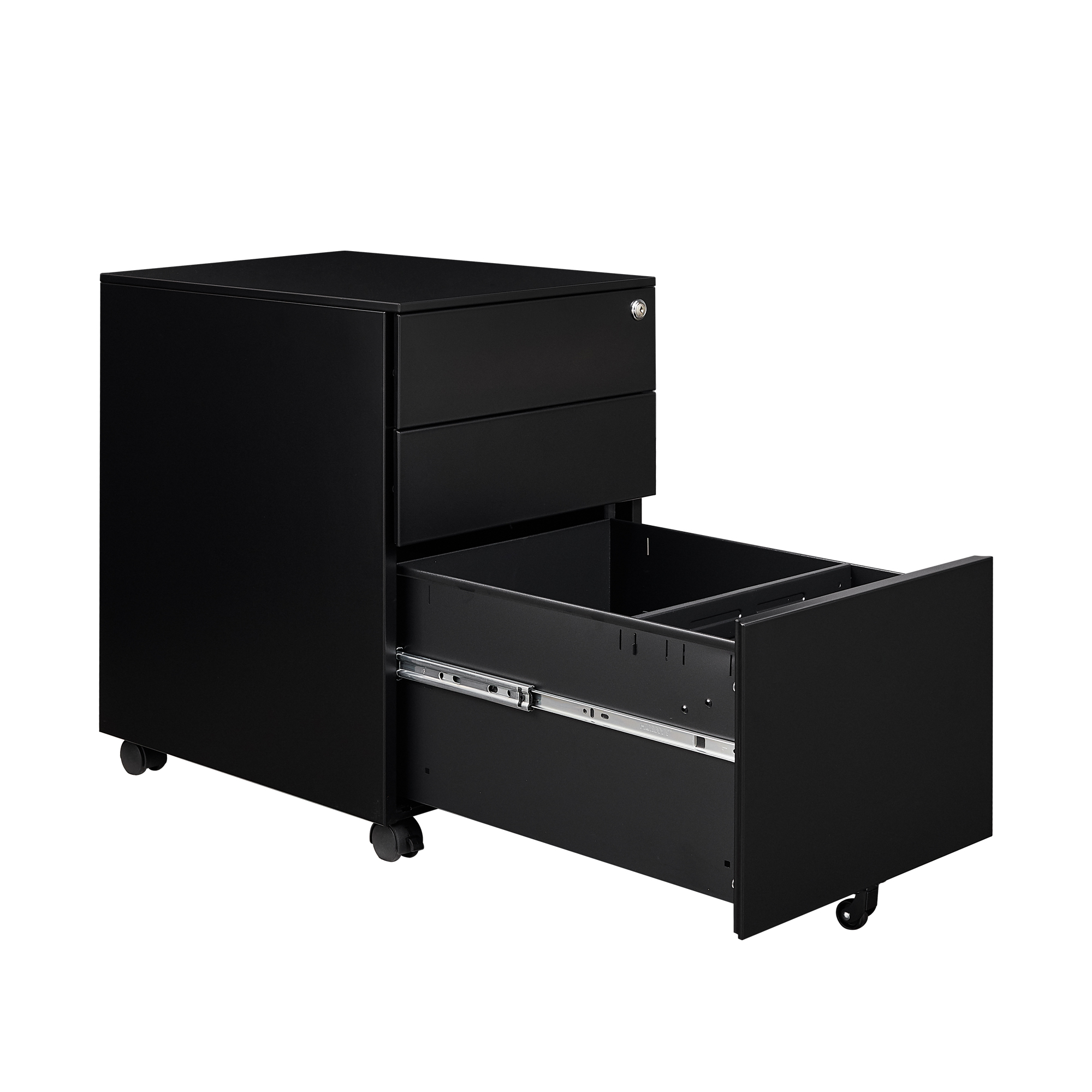 3 Drawer Black Mobile Pedestal