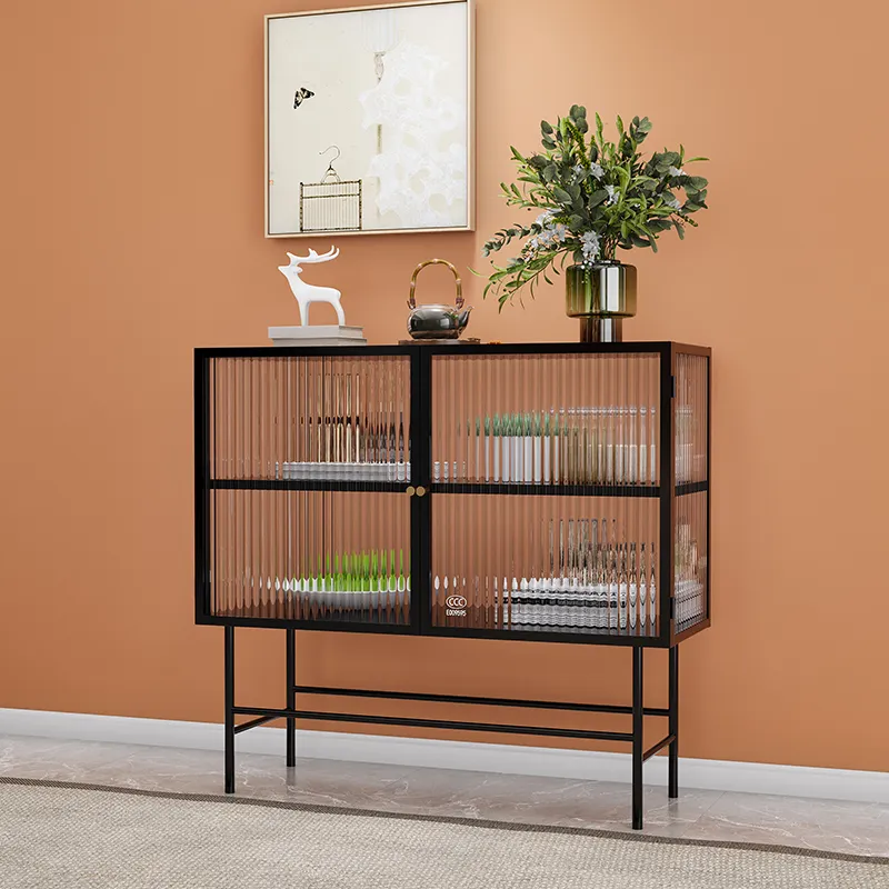 Glass Door Sideboard Cabinet with Feet