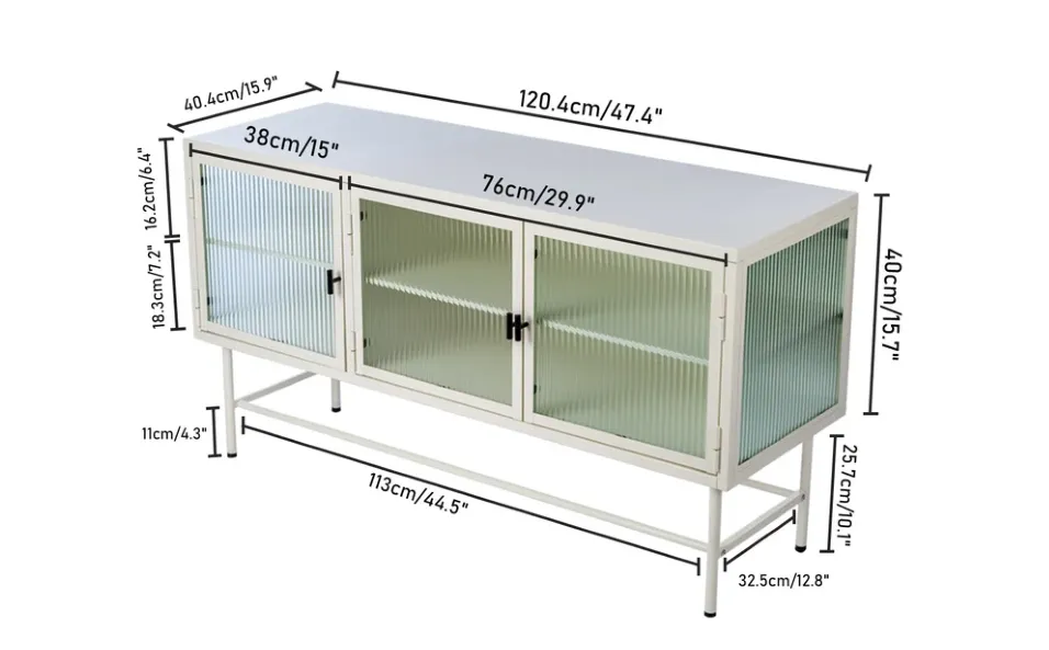 Short Glass Door Sideboard Cabinet with Feet